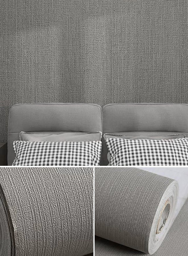 نوايوو ورق جدران بنقوش قماشية، ورق جدران ذاتي اللصق، ورق جدران لاصق قابل للإزالة ومقاوم للماء، ورق جدران للغرف، ورق جدران للخزائن والأثاث، ورق جدران مزخرف (رمادي فاتح) - Image 1